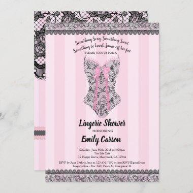 Lingerie shower. Pink elegant bridal party Invitations