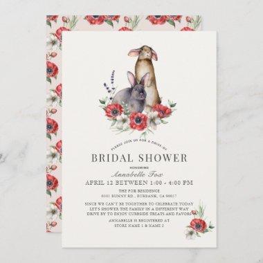 Little Bunny Red Anemone Drive-by Bridal Shower Invitations