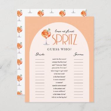Love at First Spritz Bridal Shower Guess Who Game