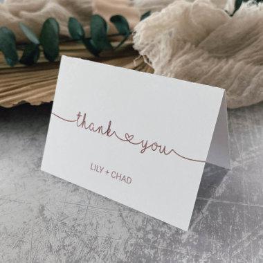 Love Hearts Rose Gold Thank You Invitations