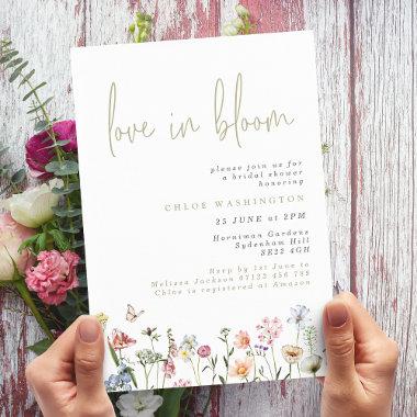 Love in Bloom Colorful Wild Flowers Bridal Shower Invitations