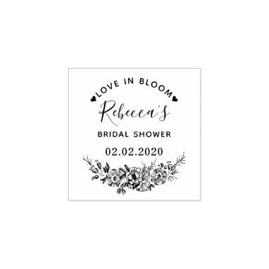 Love In Bloom Custom Name Bridal Shower Wedding Rubber Stamp