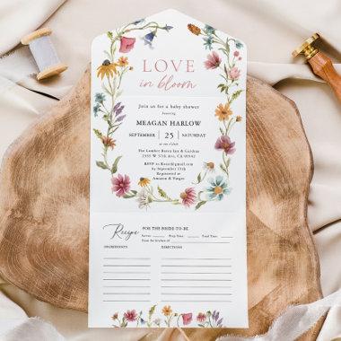Love In Bloom Wildflower Bridal Shower All In One Invitations