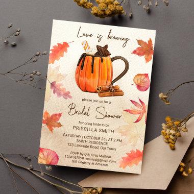 Love is brewing fall autumn bridal shower Invitations