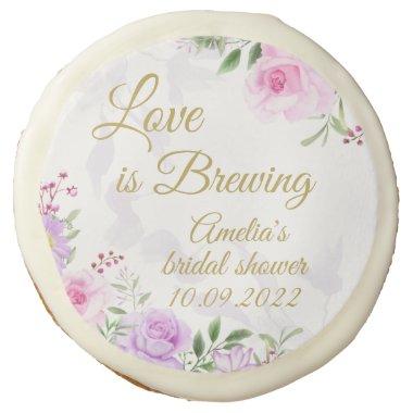 Love is Brewing - Floral Elegant Bridal Shower Sugar Cookie