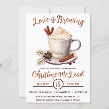 Love is Brewing, Hot Cocoa, Coffee, Bridal Shower Invitations