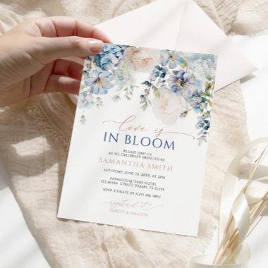 Love is in Bloom Blue Hydrangea Bridal Shower Invitations