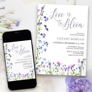 Love is in Bloom Purple Wildflower Bridal Shower Invitations