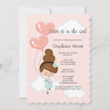 Love Is In the Air Bridal Shower Brunette Cloud 9 Invitations