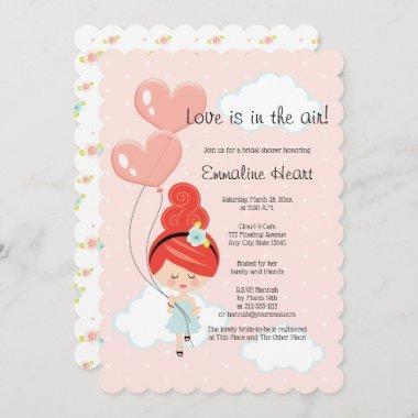 Love Is In the Air Bridal Shower Redhead Cloud 9 Invitations