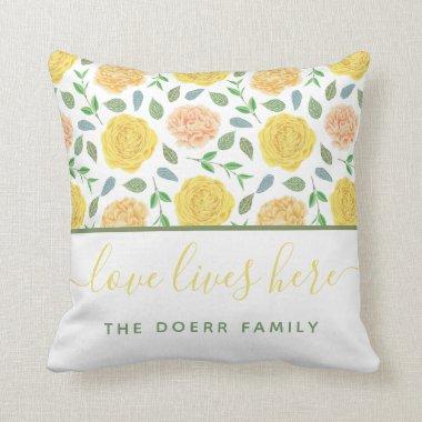Love Lives Here Family Name Throw Pillow