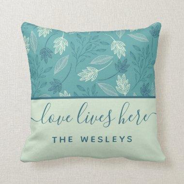 Love Lives Here Family Name Throw Pillow
