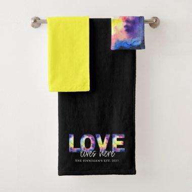 Love Lives Here Tie Dye Towel Set
