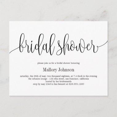 Lovely Calligraphy EDITABLE COLOR Bridal Shower PostInvitations