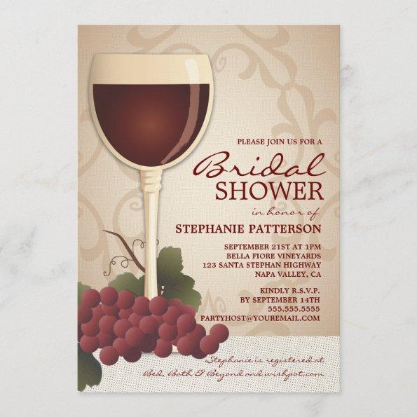 Lovely Wine & Grapes Bridal Shower Invitations