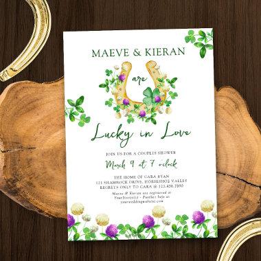 Lucky in Love Shamrocks and Clover Couples Shower Invitations
