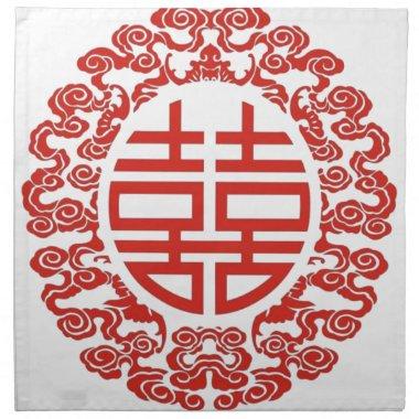 Lucky red double happiness chinese wedding napkin