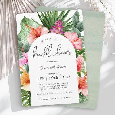 Lush Tropical Floral Bridal Shower and Luau Invitations