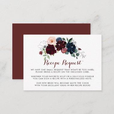 Luxury Boho Floral Wedding Recipe Request Enclosure Invitations