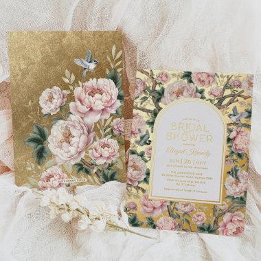 Luxury Chinoiserie Floral Garden Bridal Shower Foil Invitations
