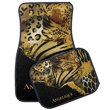Luxury safari animal print leopard print pattern car floor mat