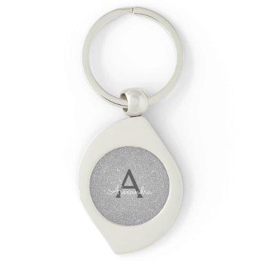 Luxury Silver Glitter & Sparkle Monogram Keychain