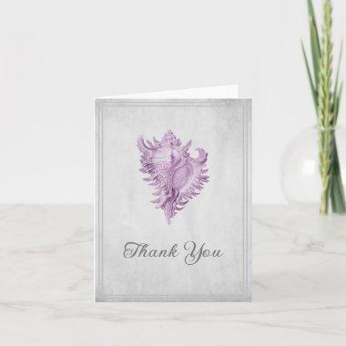 Magenta Conch Shell Thank You Invitations