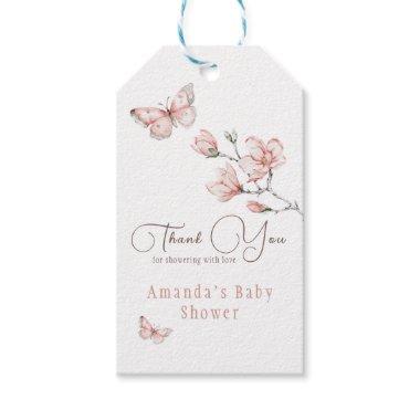 Magnolia Blush Pink Butterfly Baby Shower Favor Gift Tags