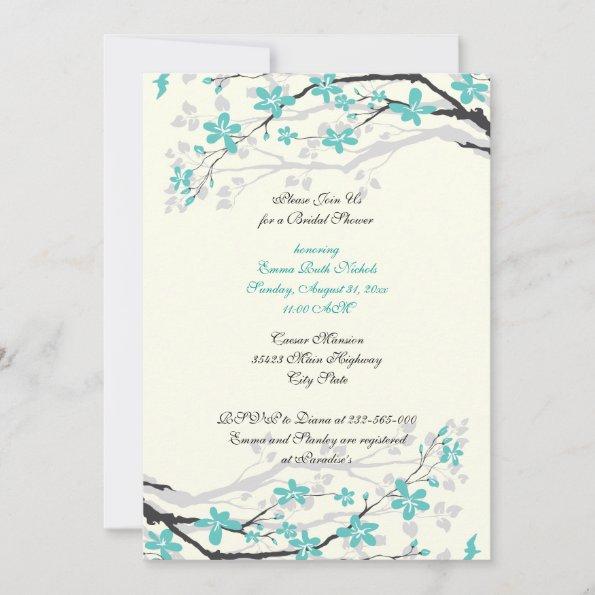 Magnolia branch turquoise bridal shower Invitations