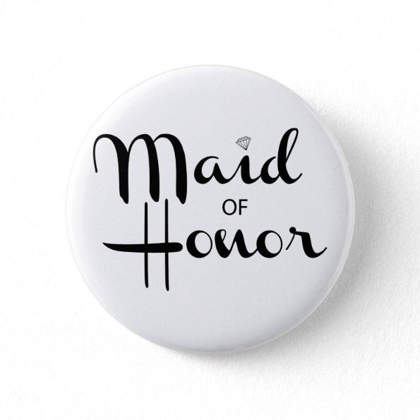 Maid of Honor Retro Script Pinback Button