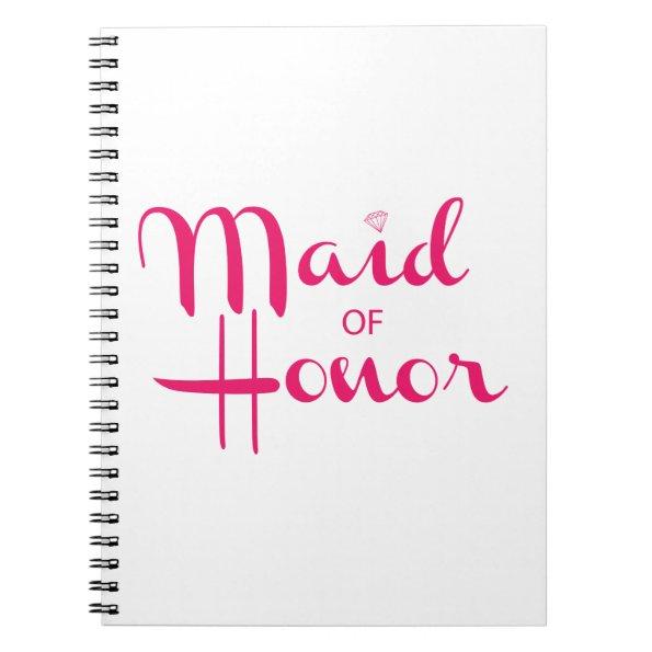 Maid of Honor Retro Script Pink Notebook