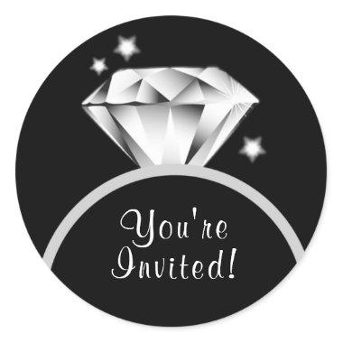 MAKE THIS IN ANY COLOR Diamond Ring You're invited Classic Round Sticker