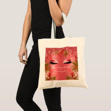 Makeup Florals Eyes Glitter Drips Wedding Red Tote Bag