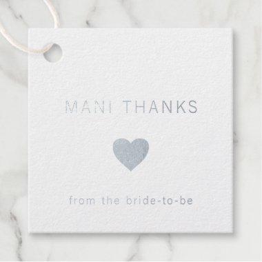 Mani Thanks Modern Silver Foil Bridal Shower Foil Favor Tags