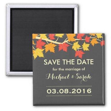 Maple Leaves Save The Date Autumn Wedding Magnet