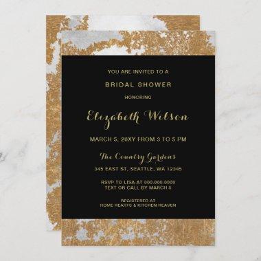 Marble Black and Gold Bridal Shower Invitations
