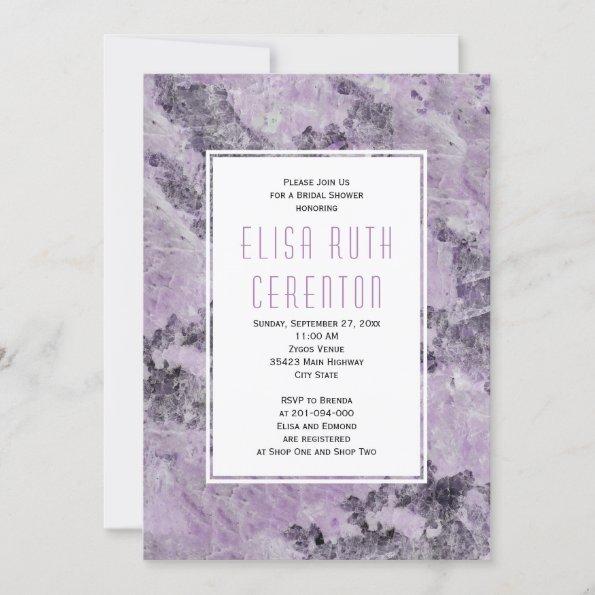 Marble in amethyst purple wedding bridal shower Invitations