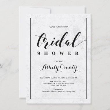 Marble | Simple Modern Typography Bridal Shower Invitations
