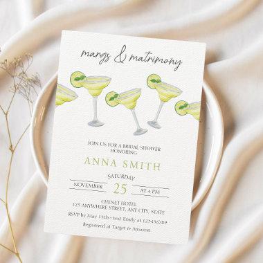 Margs & Matrimony Cocktail Modern Bridal Shower Invitations