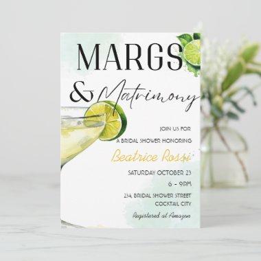 Margs & Matrimony Margarita Bridal Shower Invitations