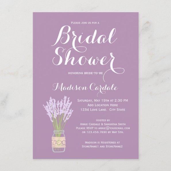Mason Jar and Lavender Bridal Shower Invitations
