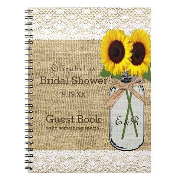 Mason Jar and Sunflower Bridal Shower Guest Book |