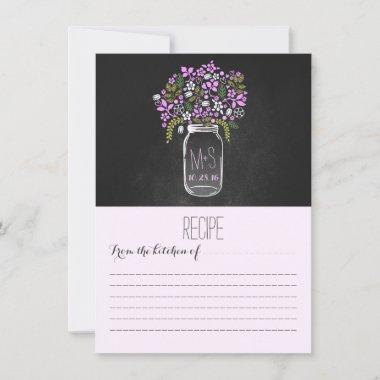Mason Jar Purple Flowers Recipe Invitations
