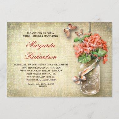 mason jar rustic bridal shower invitations