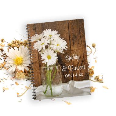 Mason Jar White Daisies Country Barn Wedding Notebook