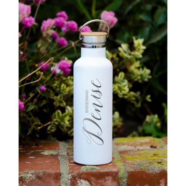 Matte White Insulated Bridesmaid Water Bottle