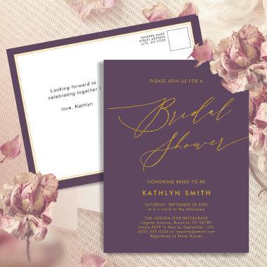 Mauve Purple Modern Minimalist Bridal Shower Invitation PostInvitations