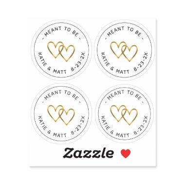 Meant to Be Double Heart Metallic Gold Wedding   Sticker