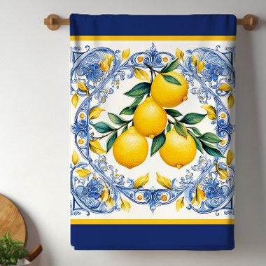 Mediterranean Tile Lemon Bouquet Kitchen Towel