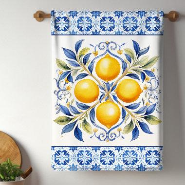 Mediterranean Tile Lemon Kitchen Towel